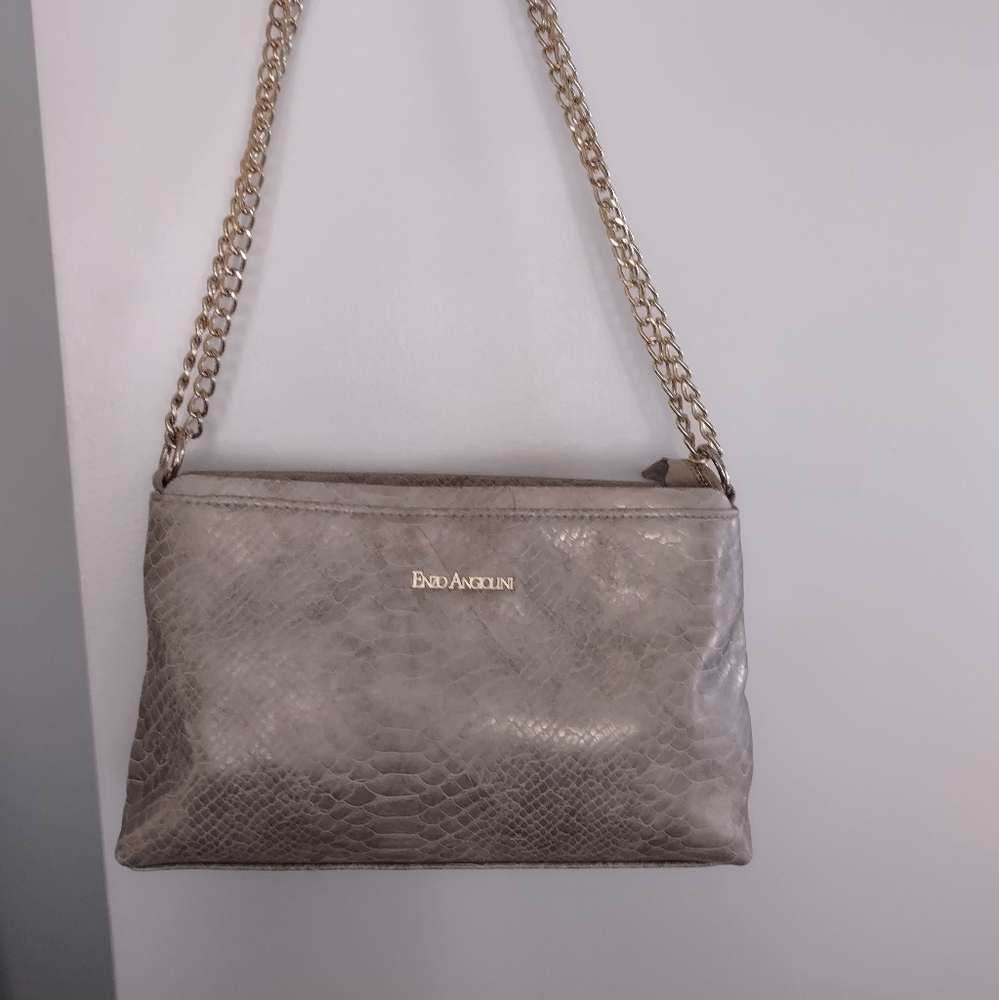 Enzo Angiolini Taupe Snake Print Shoulder Bag. Like New